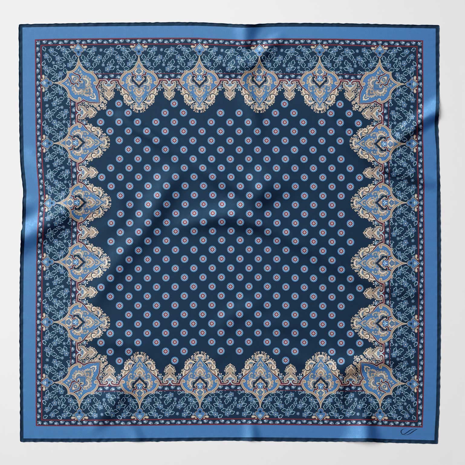 Navy Hand-Rolled Italian Silk Neckerchief