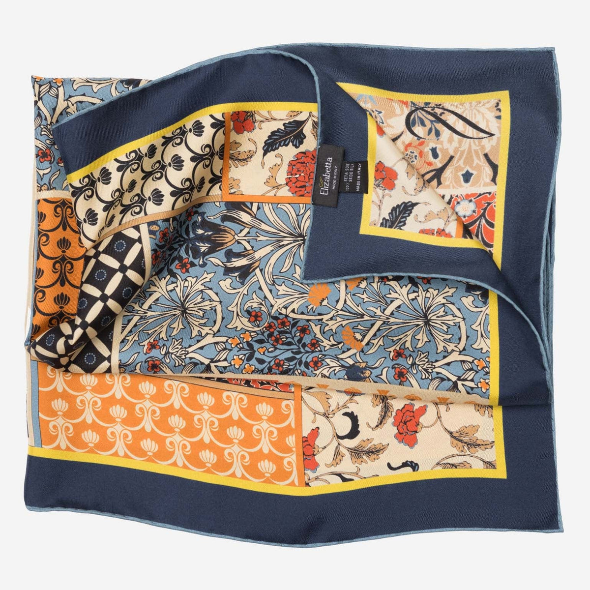 Orange and Blue Italian Silk Neckerchief