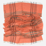 Orange Plaid 100% Italian Cashmere Scarf