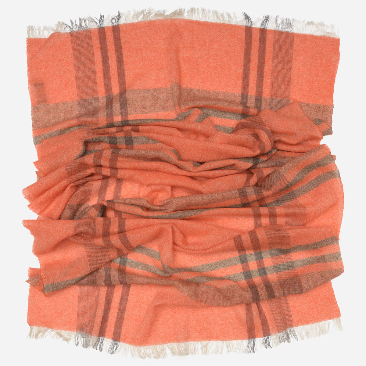 Orange Plaid 100% Italian Cashmere Scarf