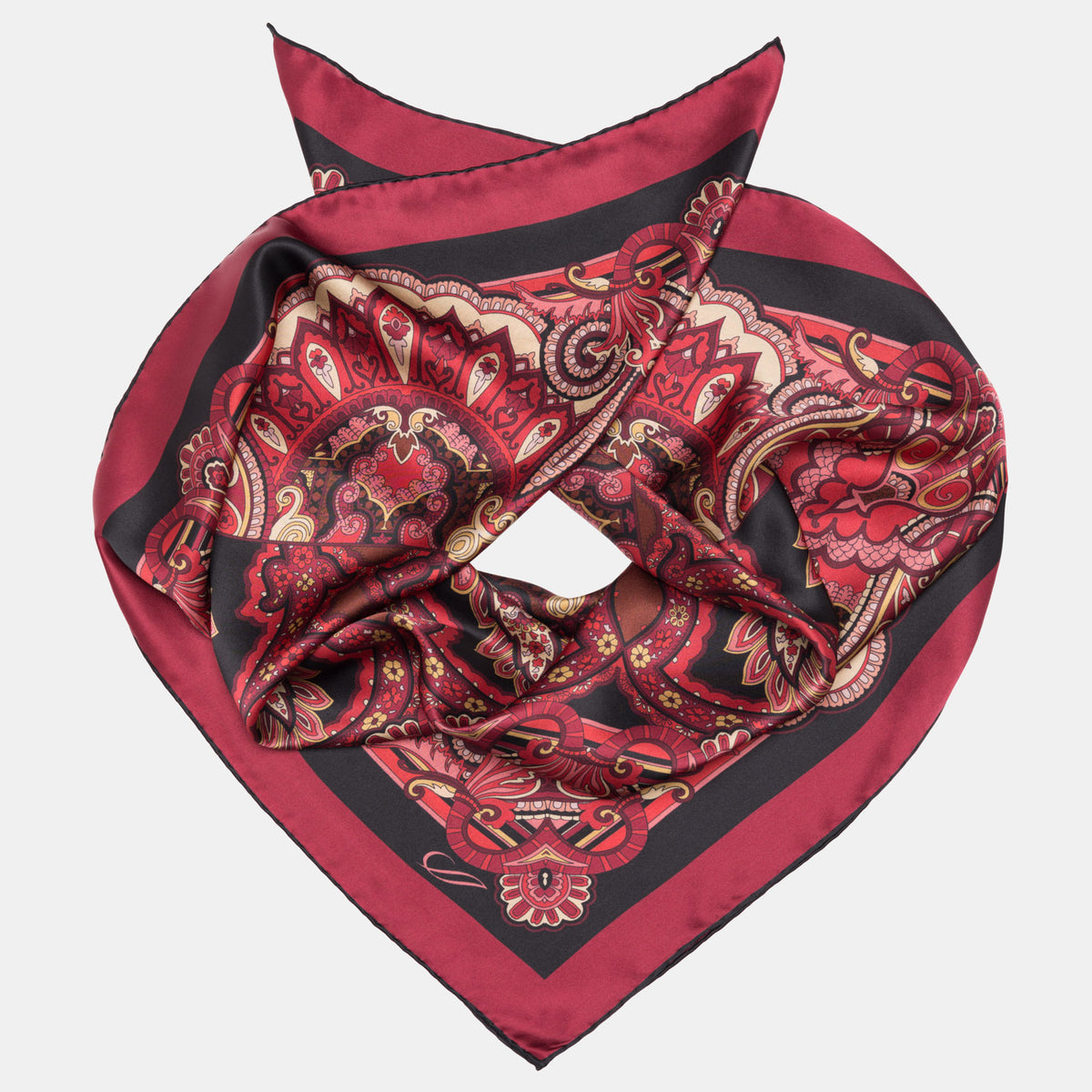 Italian Red Silk Paisley Square Scarf