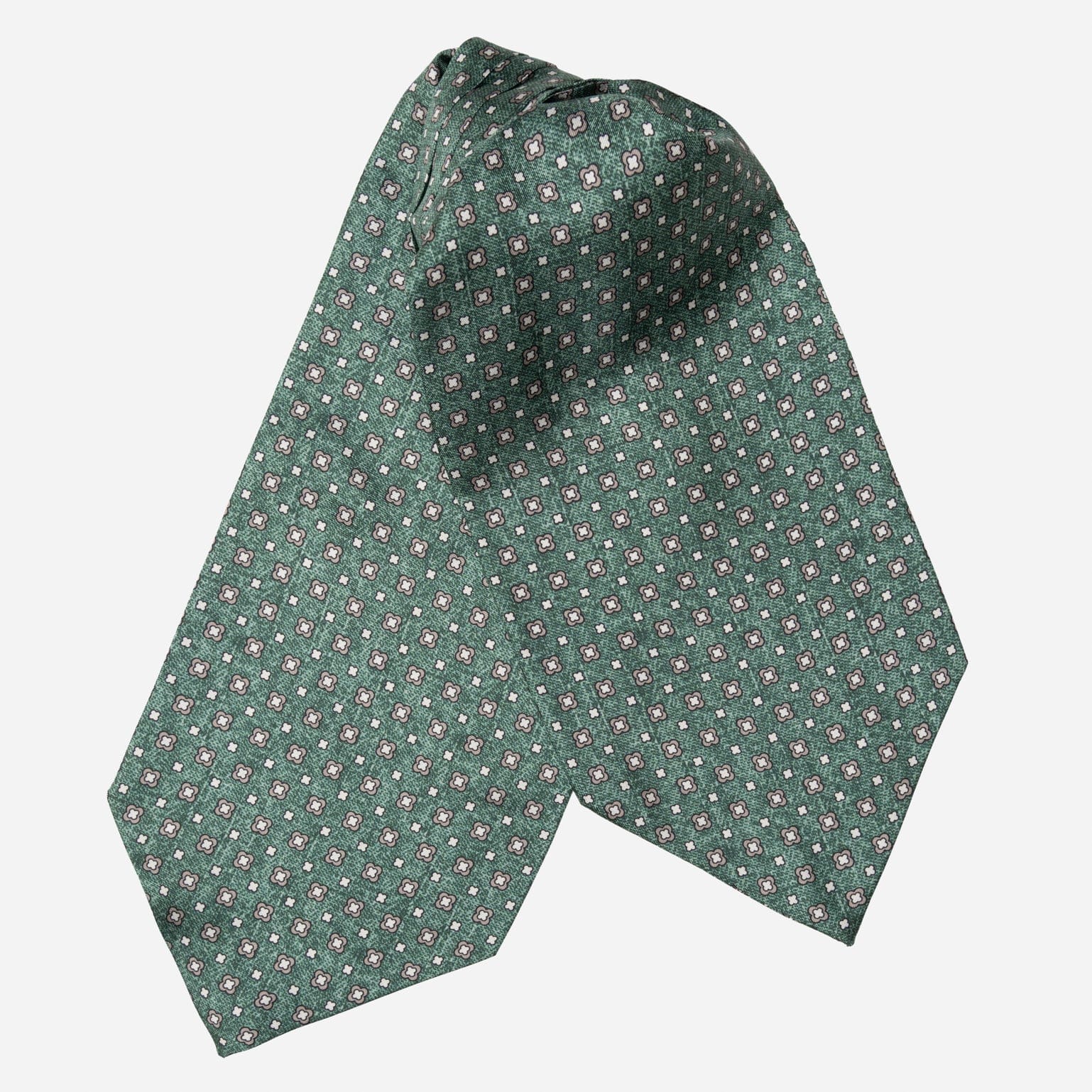Italian Designer Green Silk Ascot Tie
