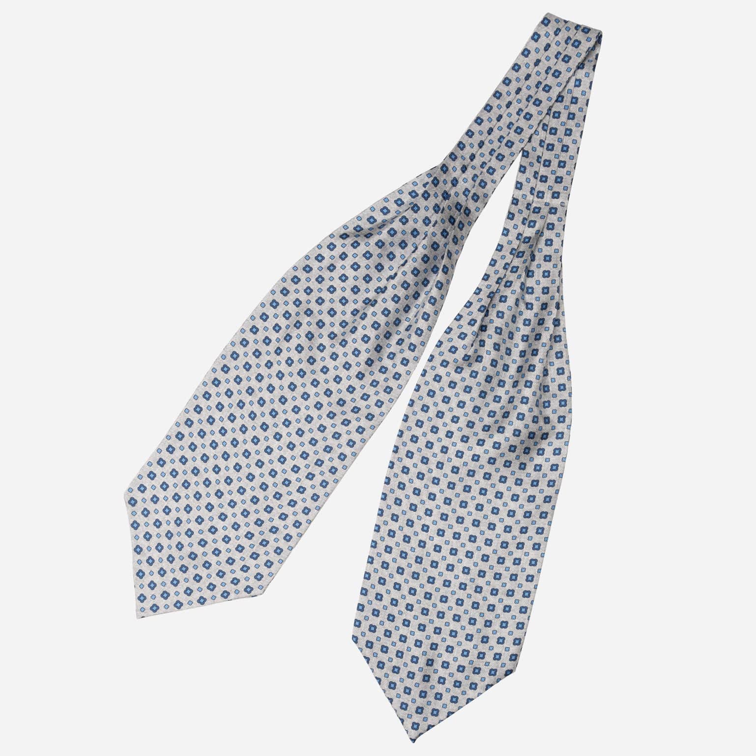 Italian Designer Grey Silk Ascot Tie
