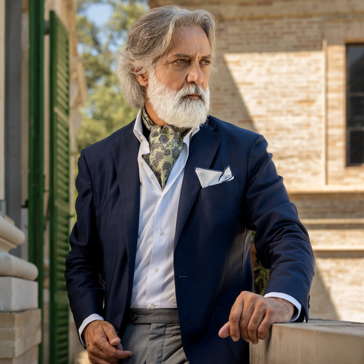 Sage Green Paisley Italian Silk Ascot Tie