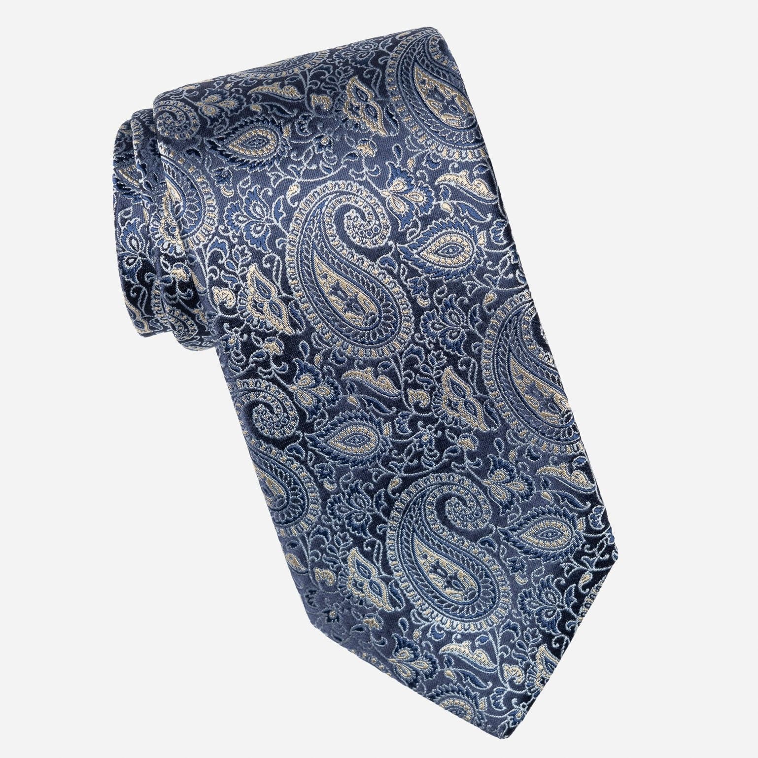 Blue and Silver Paisley Italian Silk Tie