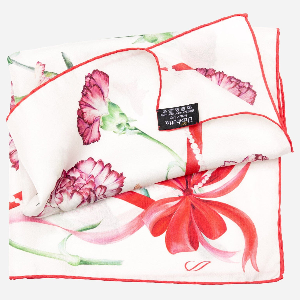 Women&#39;s Red Floral Italian Silk Bandana