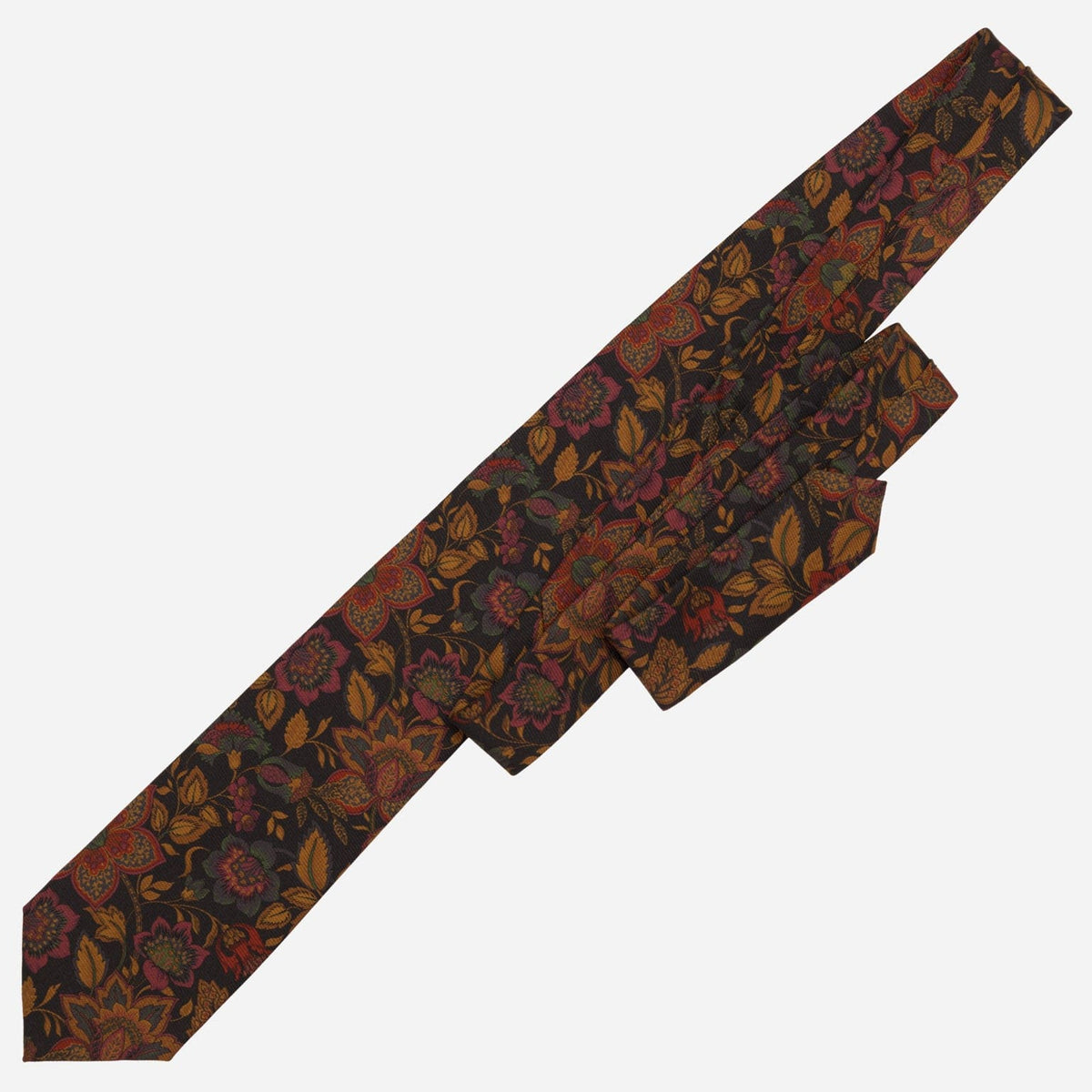 Black Floral Italian Madder Silk Tie