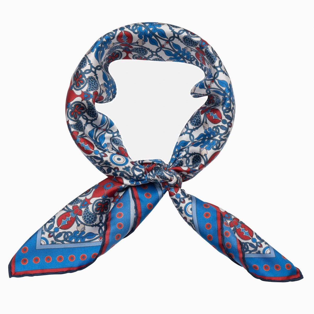 Blue and Red Patterned Italian Silk Neckerchief