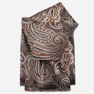 Brown and Pink Jacquard Italian Silk Tie