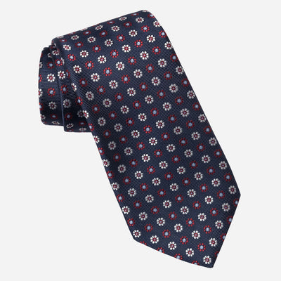 Navy Floral Medallion Italian Silk Tie