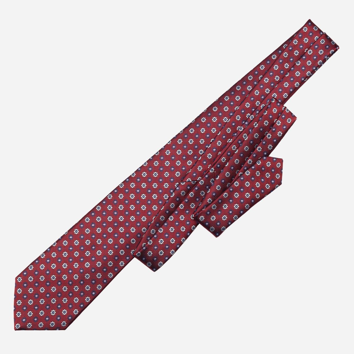 Red Floral Medallion Italian Silk Tie