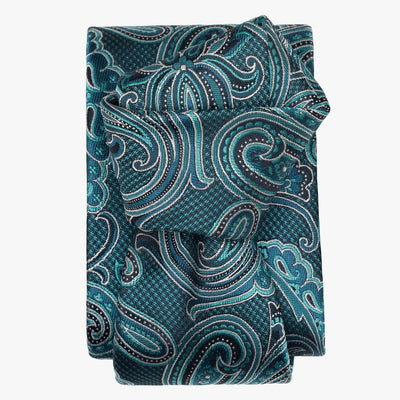Turquoise Woven Paisley Italian Silk Tie