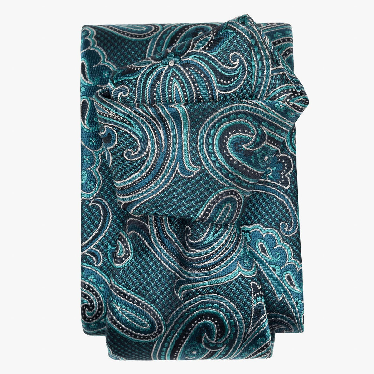 Turquoise Woven Paisley Italian Silk Tie