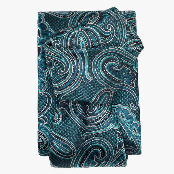 Turquoise Woven Paisley Italian Silk Tie