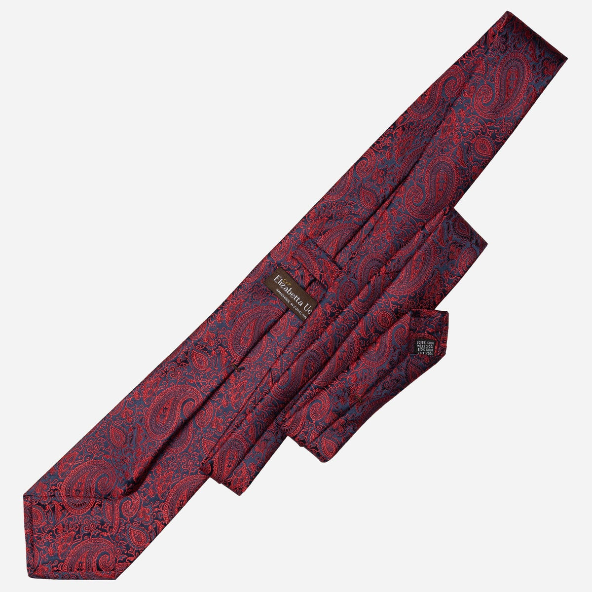 Red and Navy Paisley Italian Silk Tie