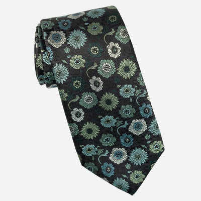 Aqua Floral Designer Luxury Silk Tie