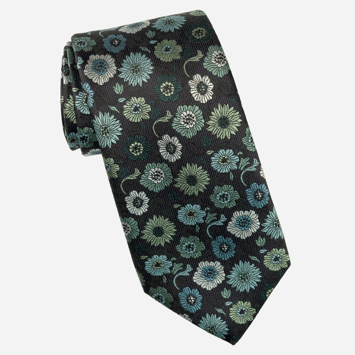 Aqua Floral Designer Luxury Silk Tie