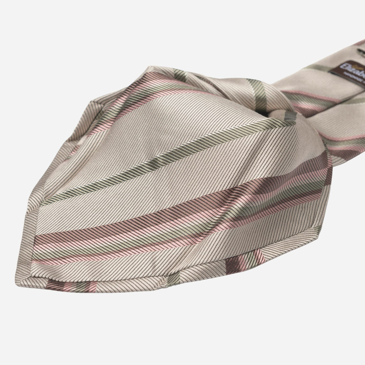 Beige Striped Handmade Italian Silk Tie