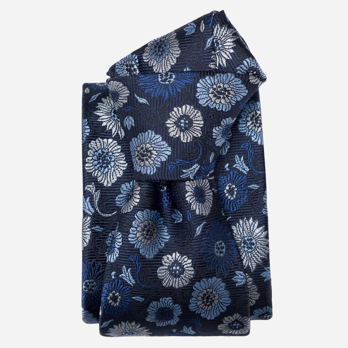 Blue Floral Italian Silk Handmade Tie