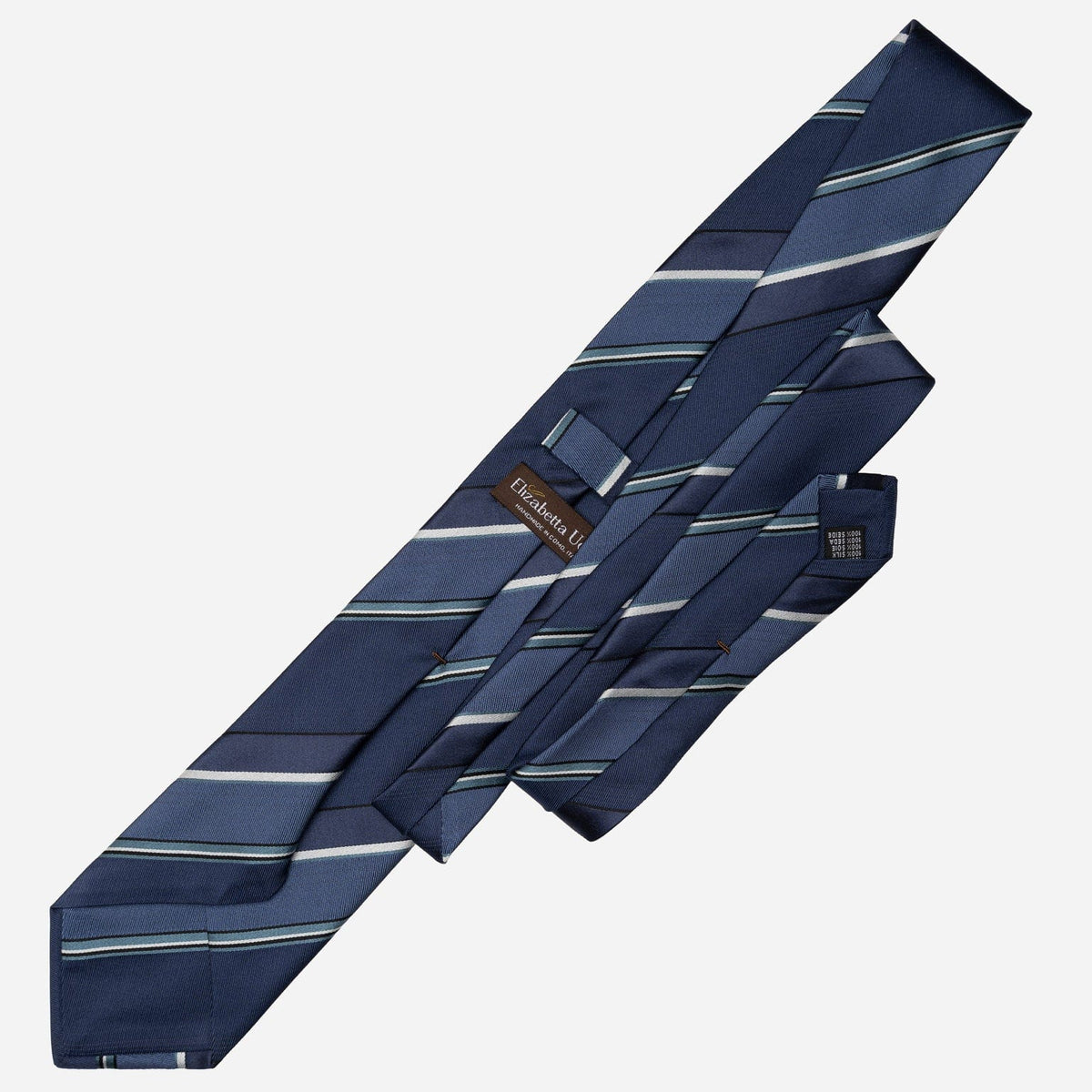 Italian Handmade Blue Striped Silk Tie