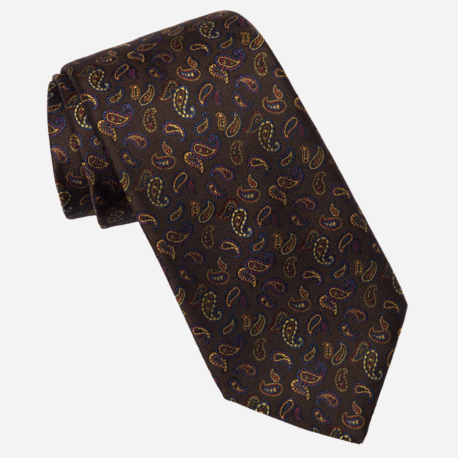 Brown Paisley Italian Silk Jacquard Tie