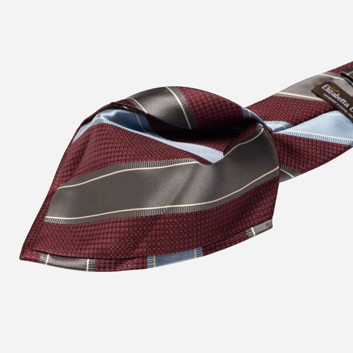Italian Burgundy Grey and Blue Striped Tie