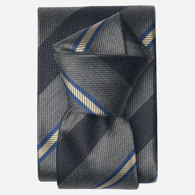 Italian Grey Silk Tie Woven Stripes