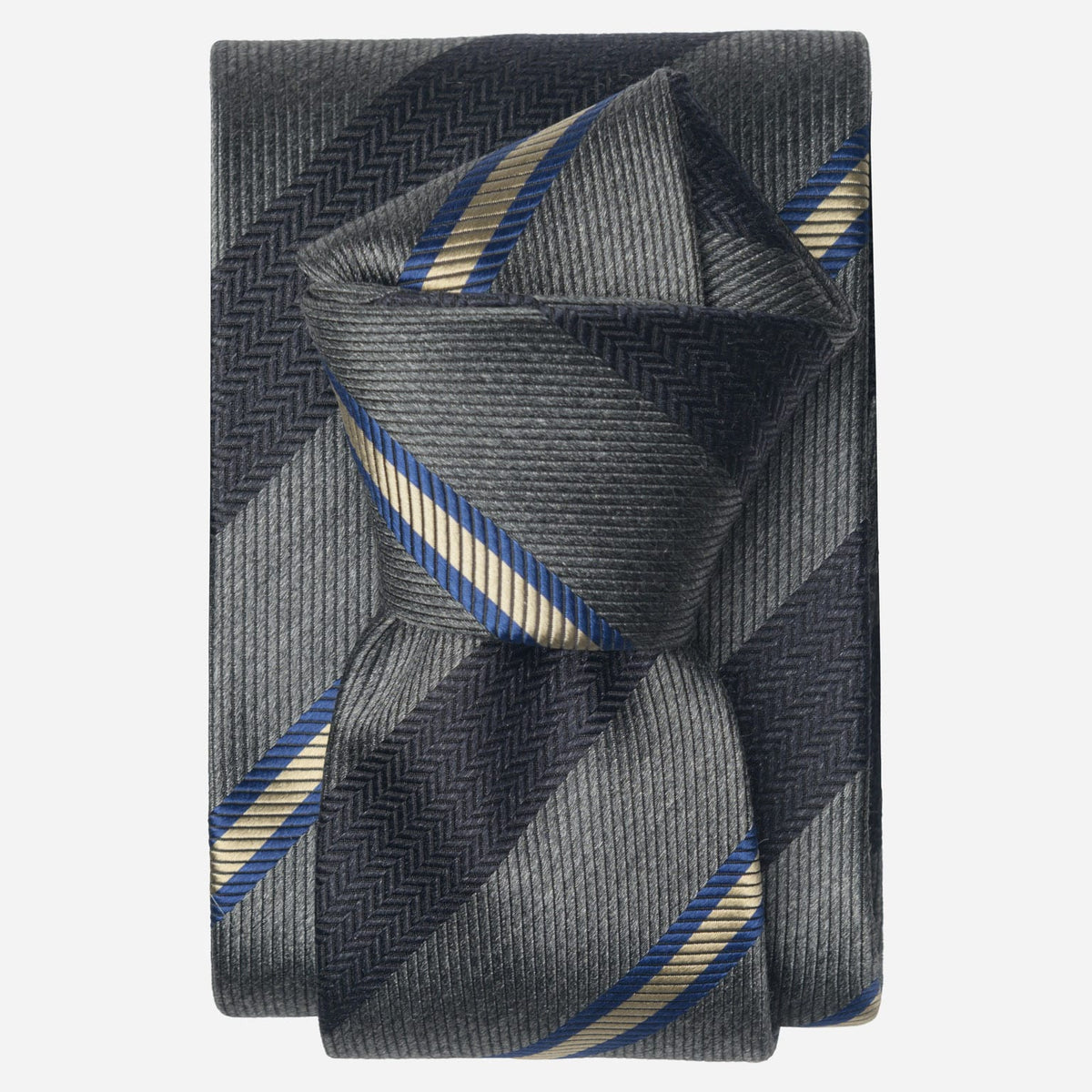 Italian Grey Silk Tie Woven Stripes