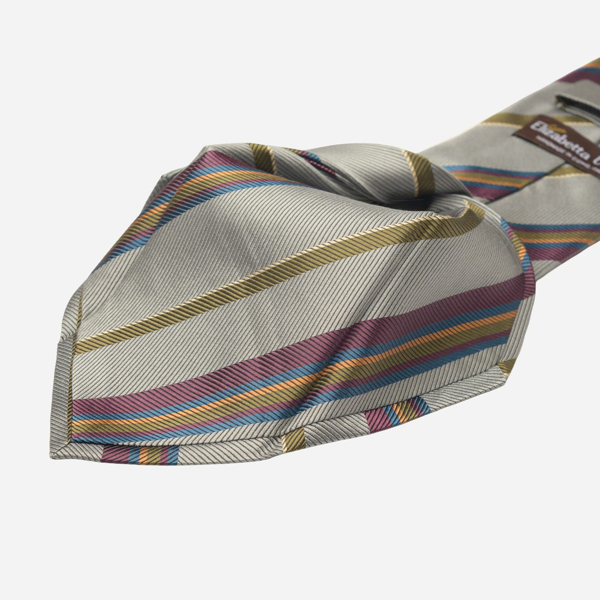 Grey Striped Handmade Italian Silk Tie