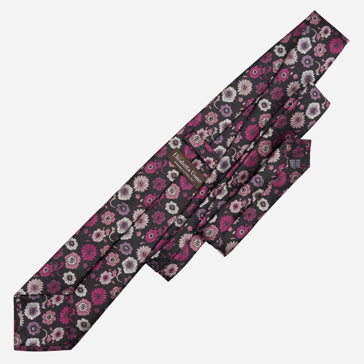 Magenta Floral Italian Handmade Silk Tie