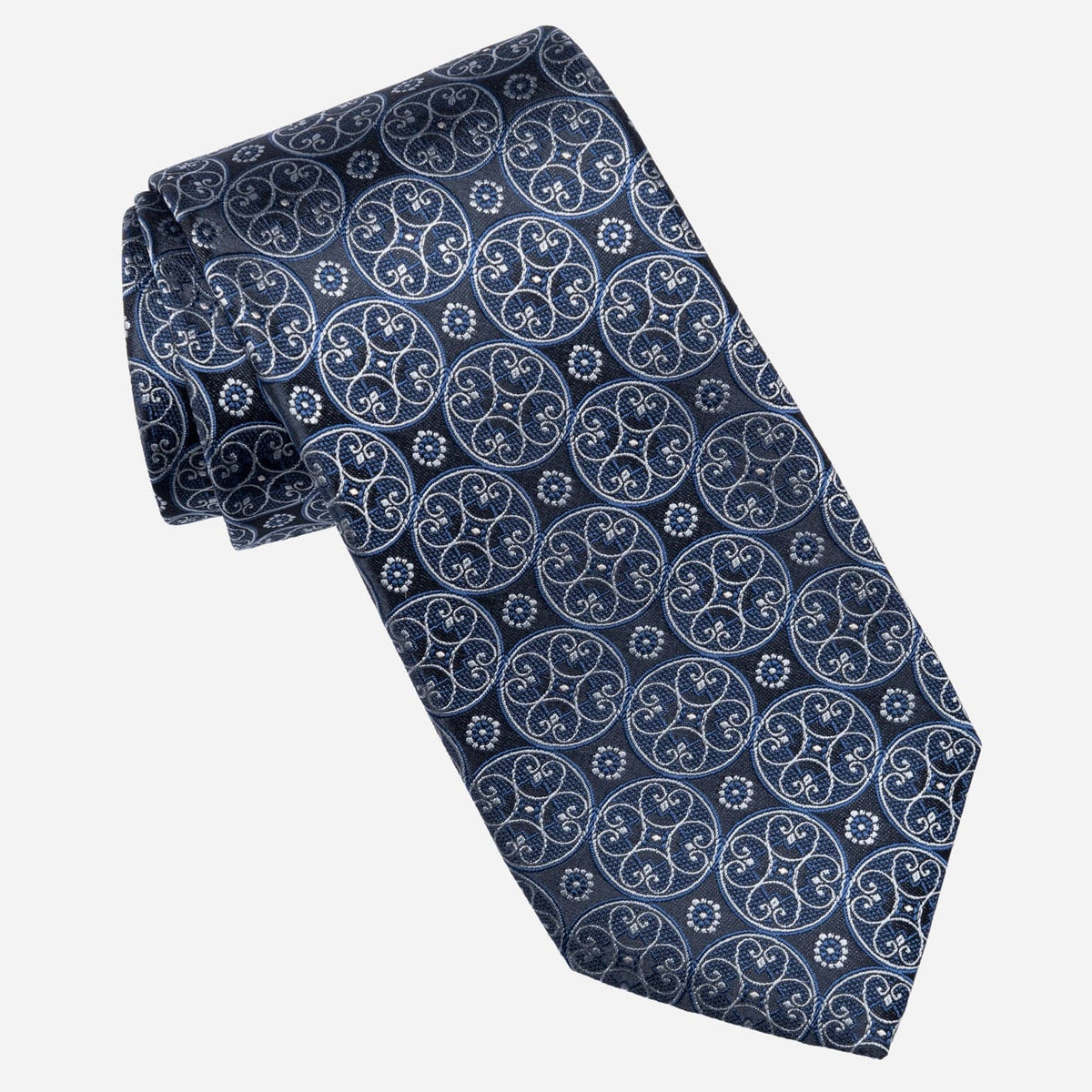 Blue Geometric Italian Silk Handmade Tie