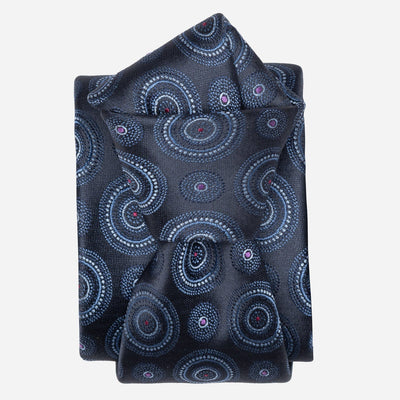 Designer Italian Silk Tie Navy and Blue