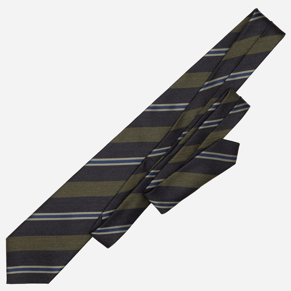 Italian Woven Stripes Navy and Green Tie