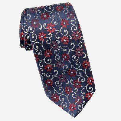 Italian Designer Red and Navy Silk Tie 