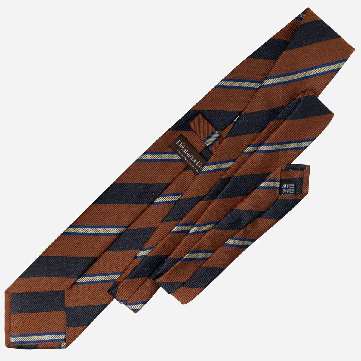 Italian Rust Silk Tie Woven Stripes
