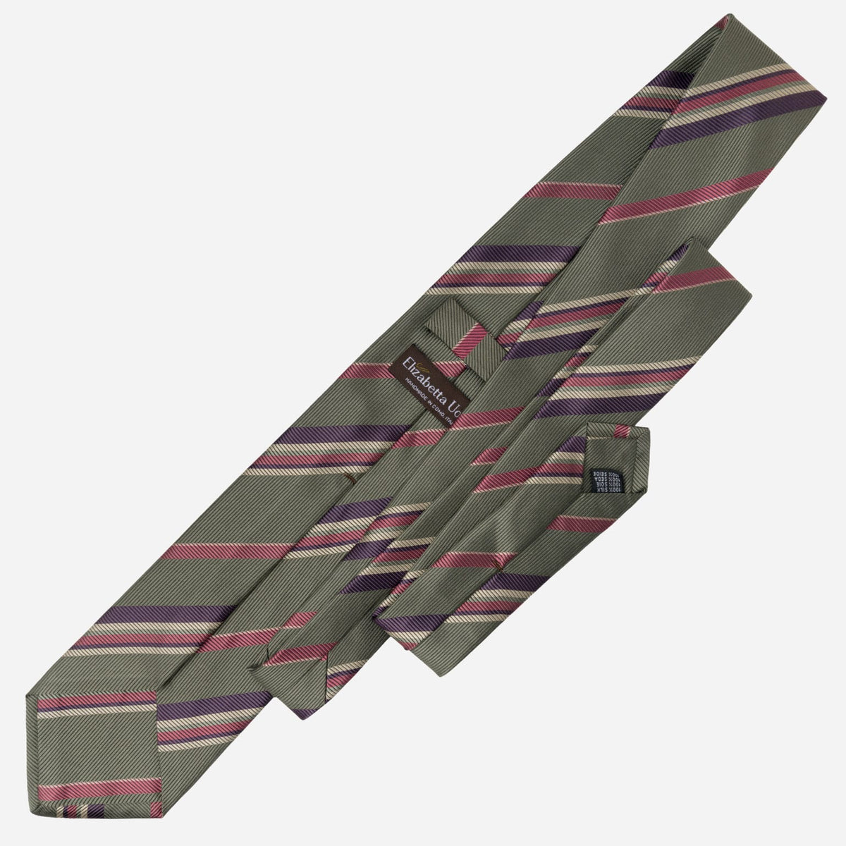 Sage Green Striped Italian Silk Tie