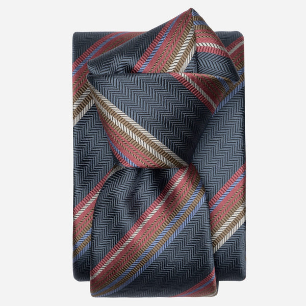 Sage Green Striped Italian Silk Tie