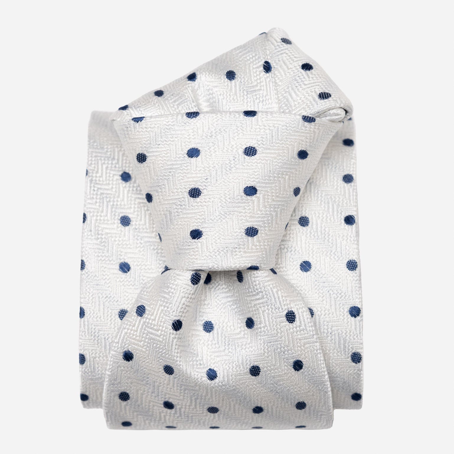 White Polka Dot Italian Silk Handmade Tie