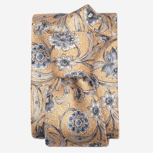 Handmade Italian Silk Tie Yellow Floral