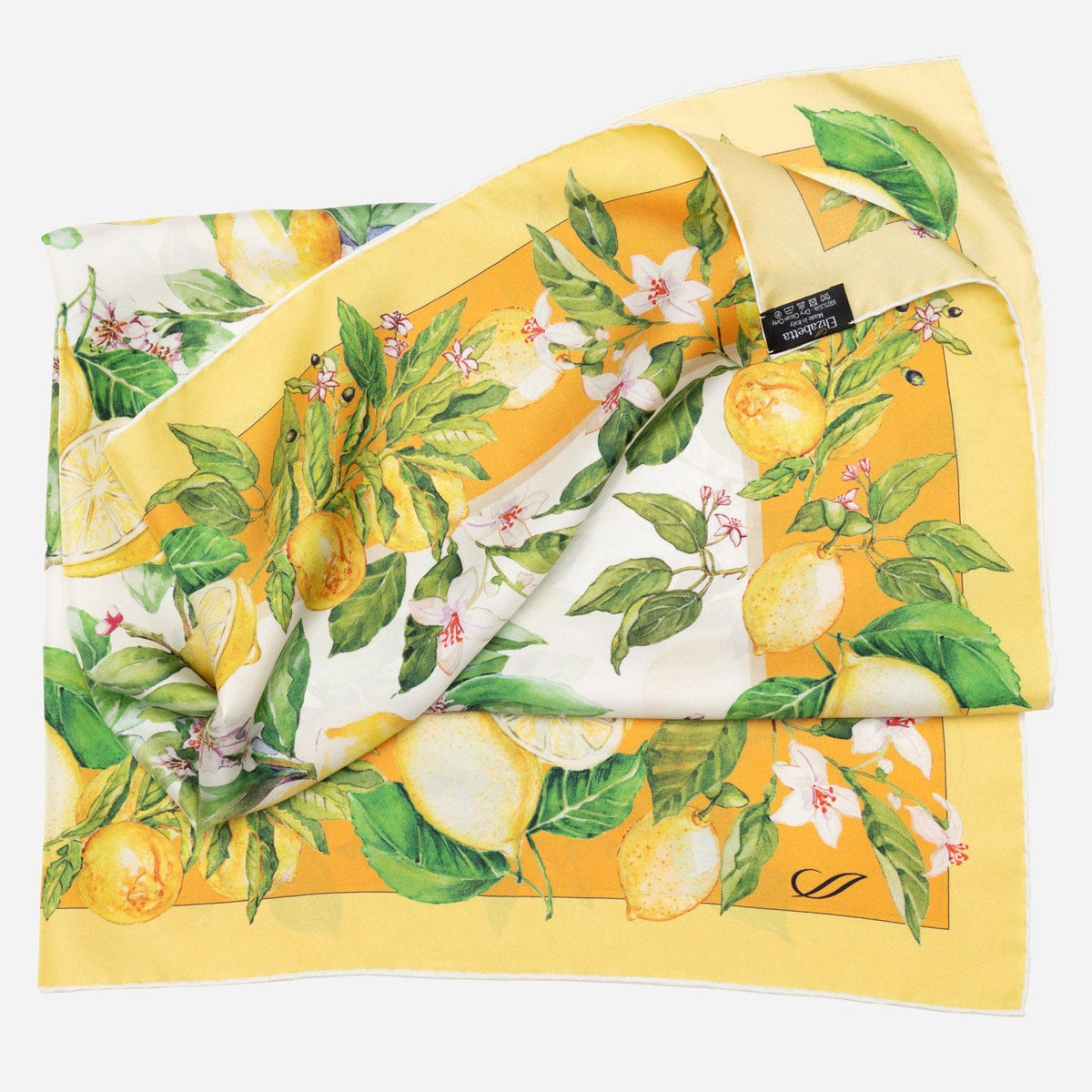 Designer Italian Silk Square Scarf - Yellow