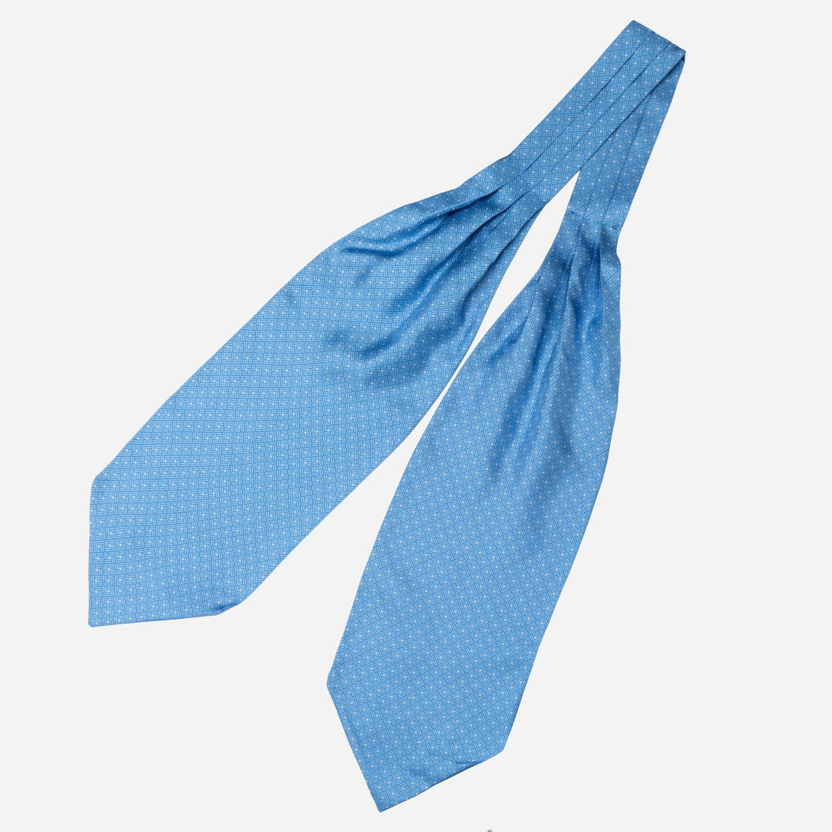 Italian Sky Blue Patterned Silk Ascot Tie