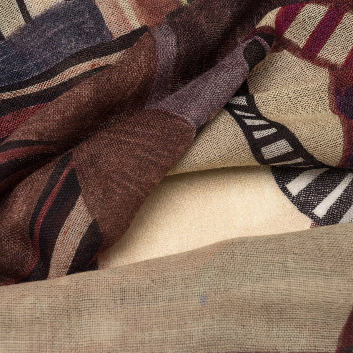 Abstract Plum Italian Wool Scarf