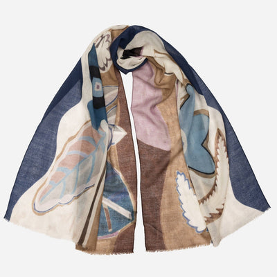 Blue and Lavender Italian Wool Scarf