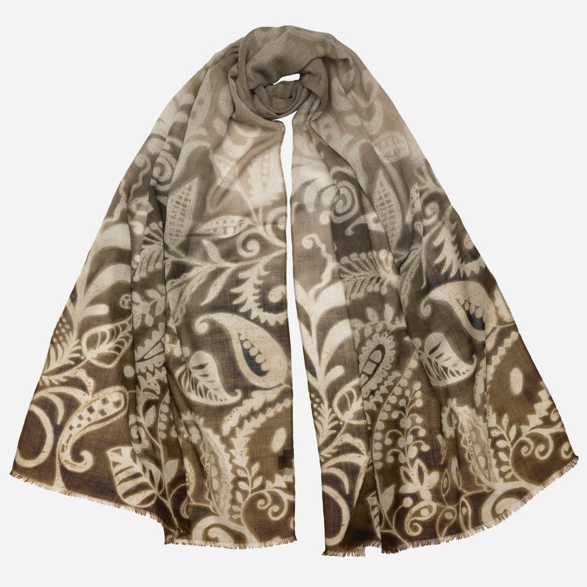 Brown and Tan Italian Wool Scarf
