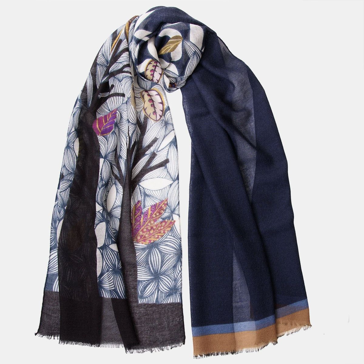 Navy Lightweight Soft Italian Wool Scarf