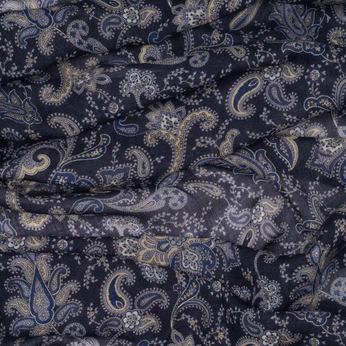 Blue Paisley Wool Scarf