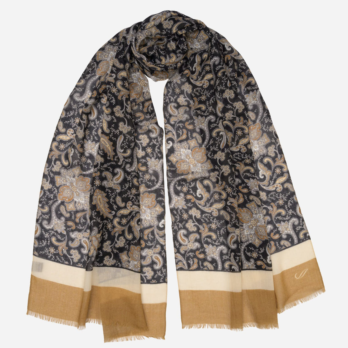 Tan Italian Designer Wool Scarf