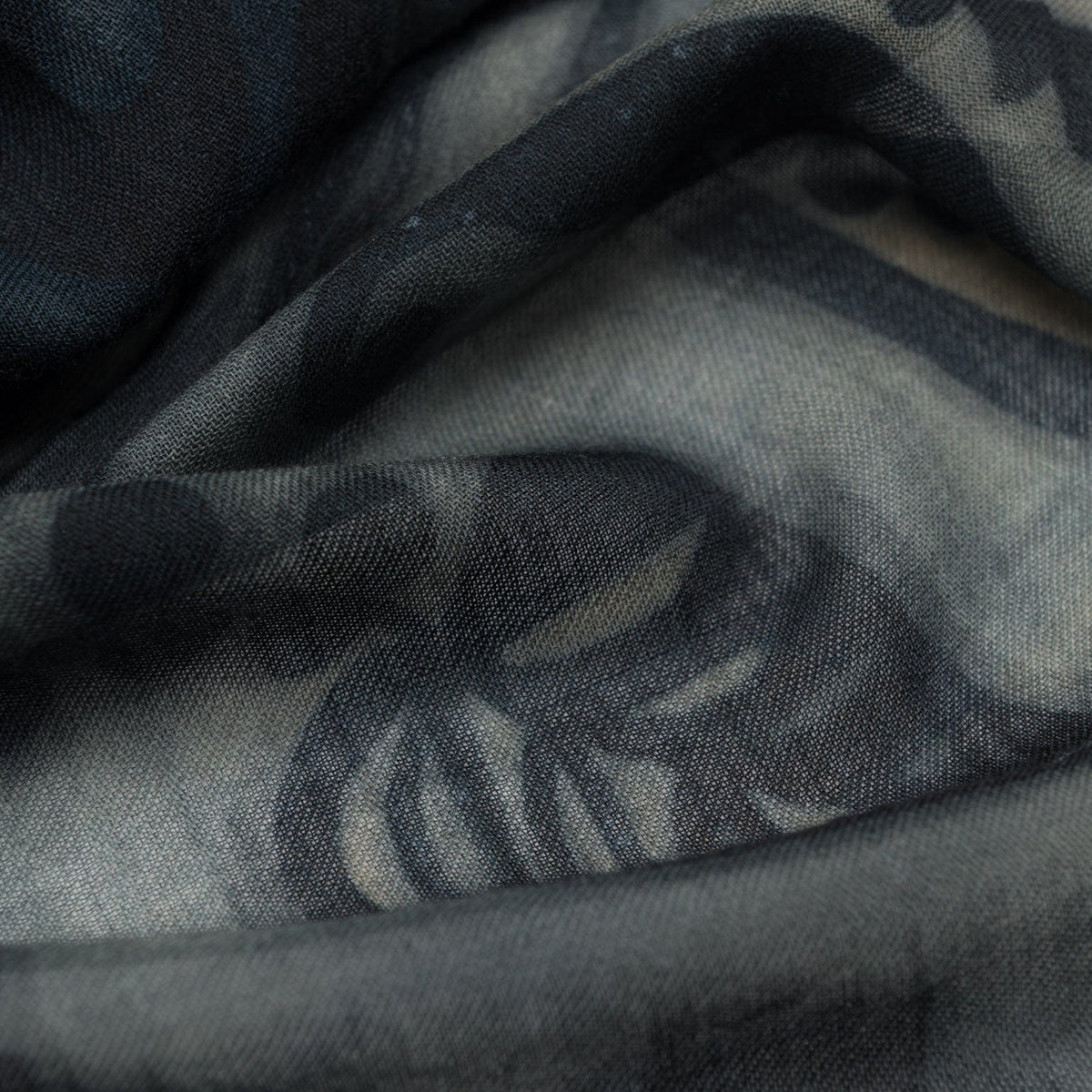 Italian Designer Wool Scarf - Steel Blue