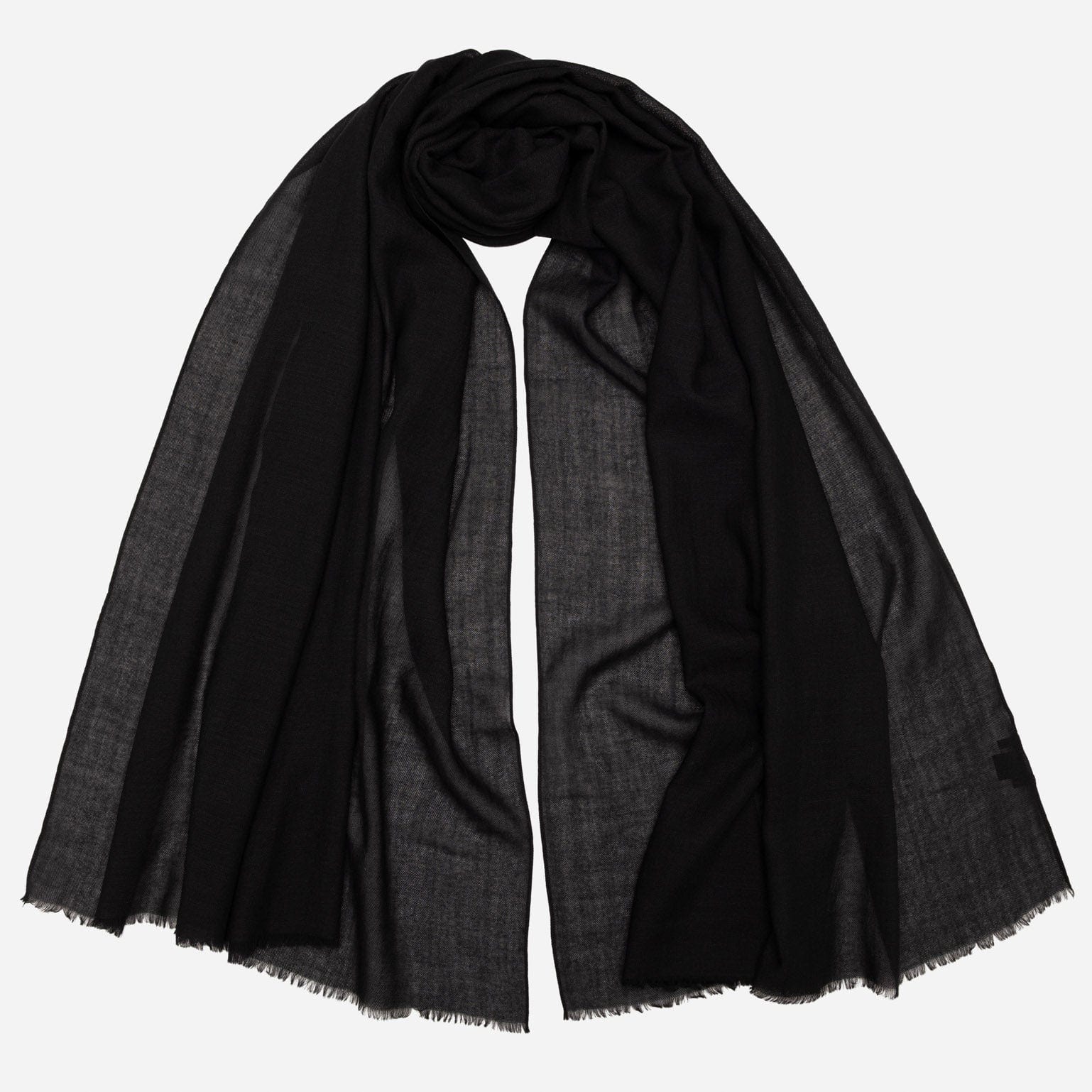 Black Italian Wool Silk Scarf