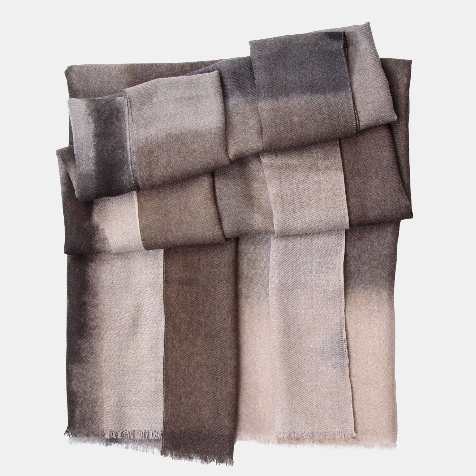 Grey and Tan Italian Wool Silk Scarf